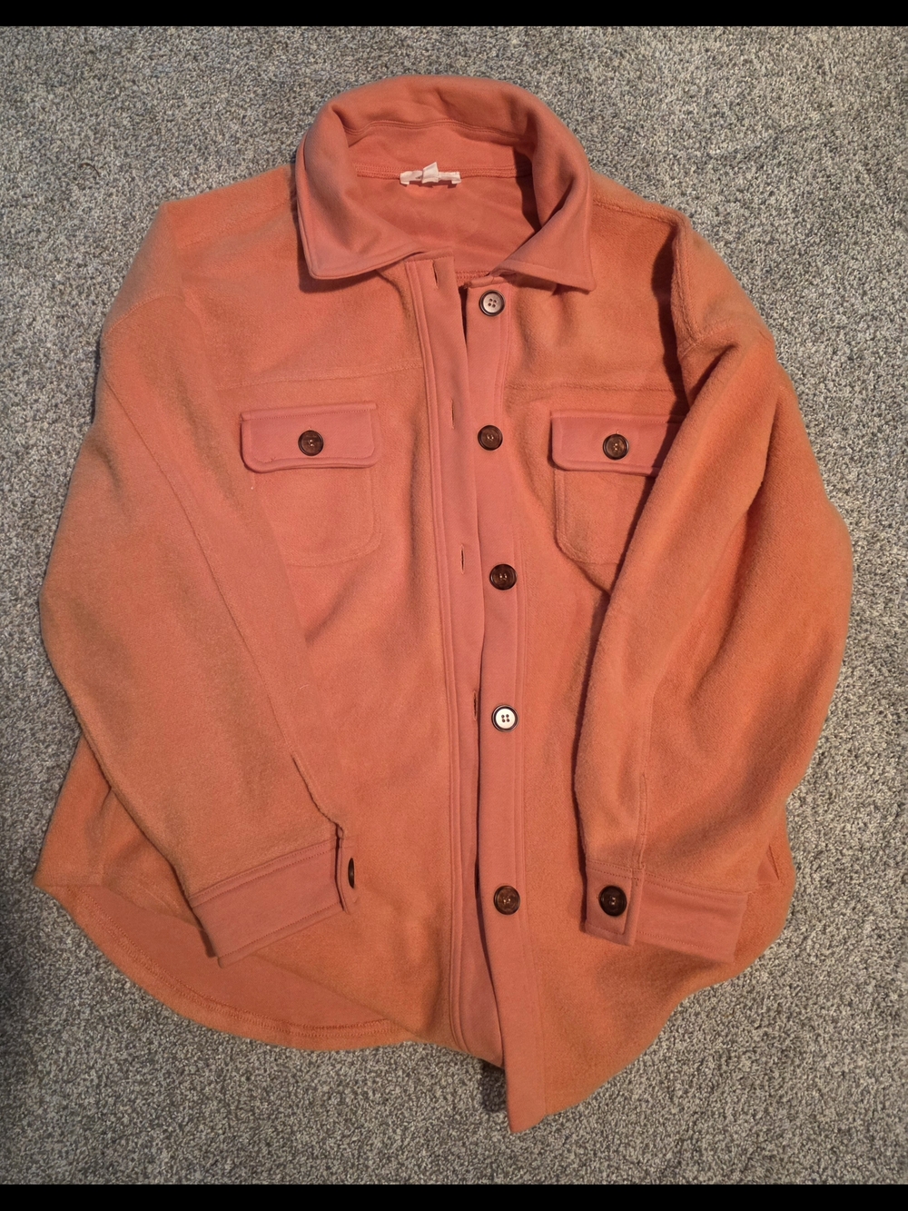 Orange Button-Up Fleece Shacket
